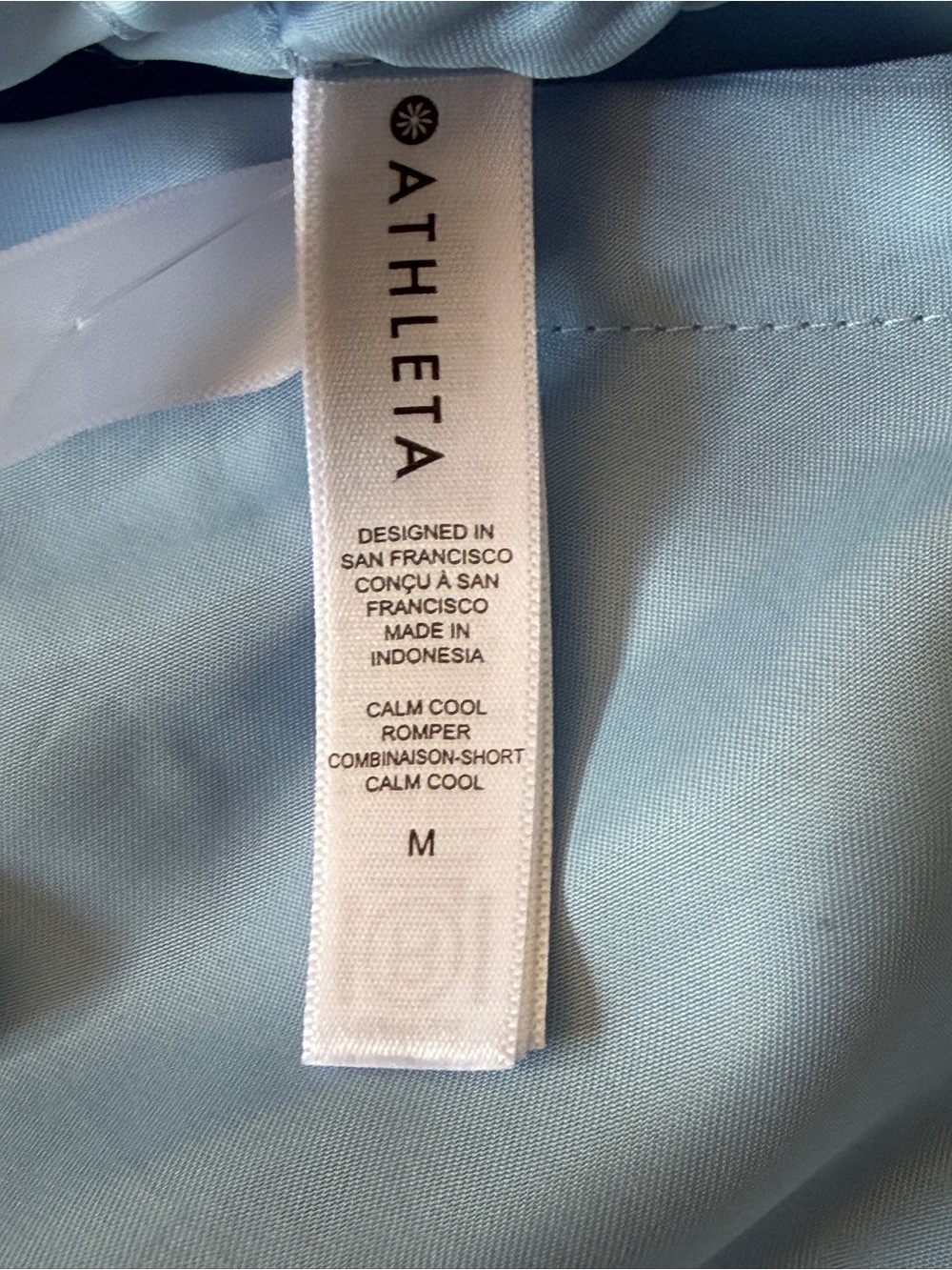 NWT- Athleta Calm Cool Romper light weight. Blue summer Wide-Leg Satin- Medium - Picture 10 of 13